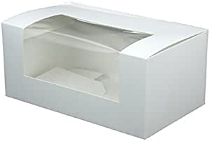 2 Hole Cupcake Box in White - 4" Deep, Double Cavity Cupcake Box