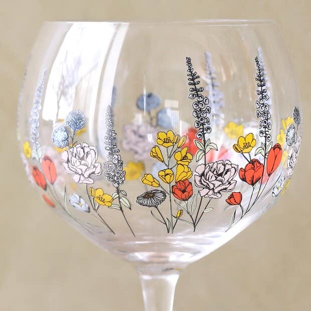 Wildflower Design Gin Glass