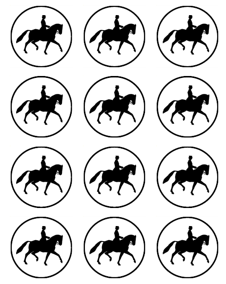 Dressage Horse Top Hat Cupcake edible printed Cupcake Toppers Icing Sheet of 12 Toppers