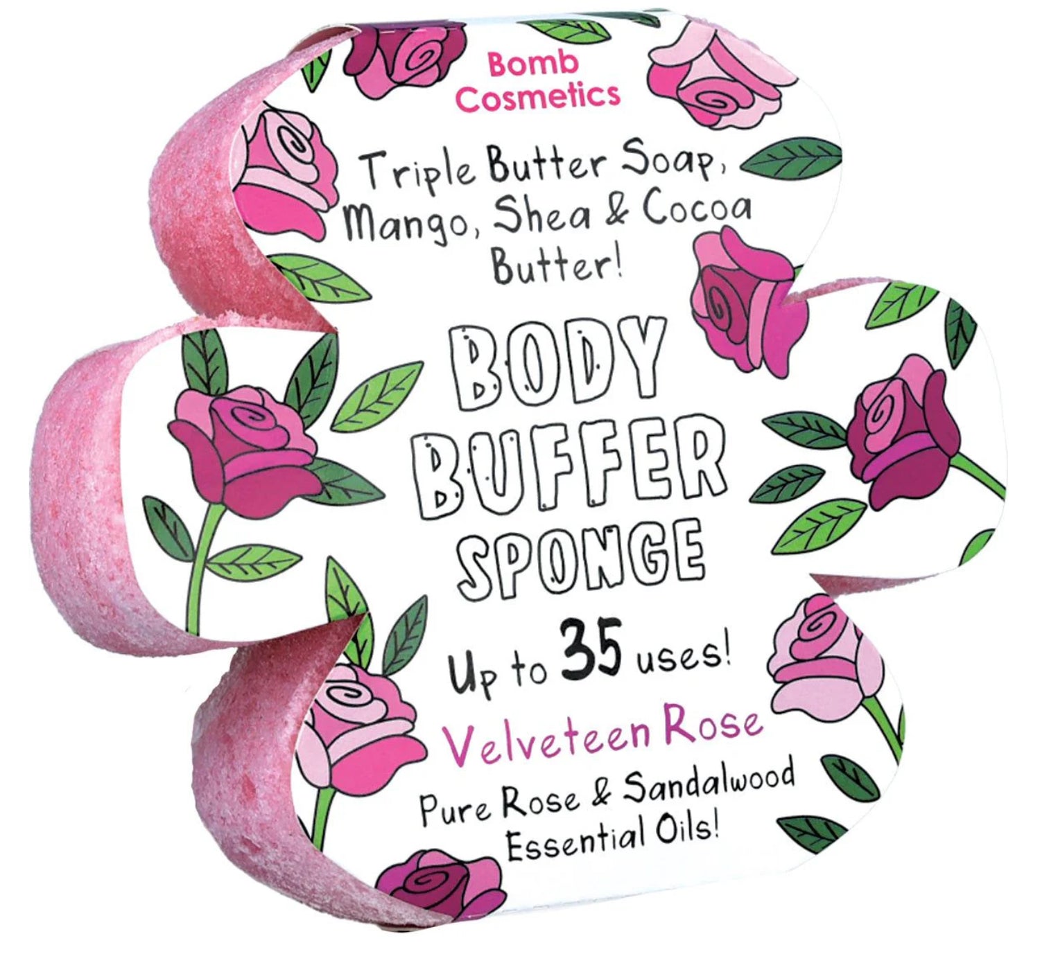 Bomb Cosmetics Body Buffer Sponge Velveteen Rose