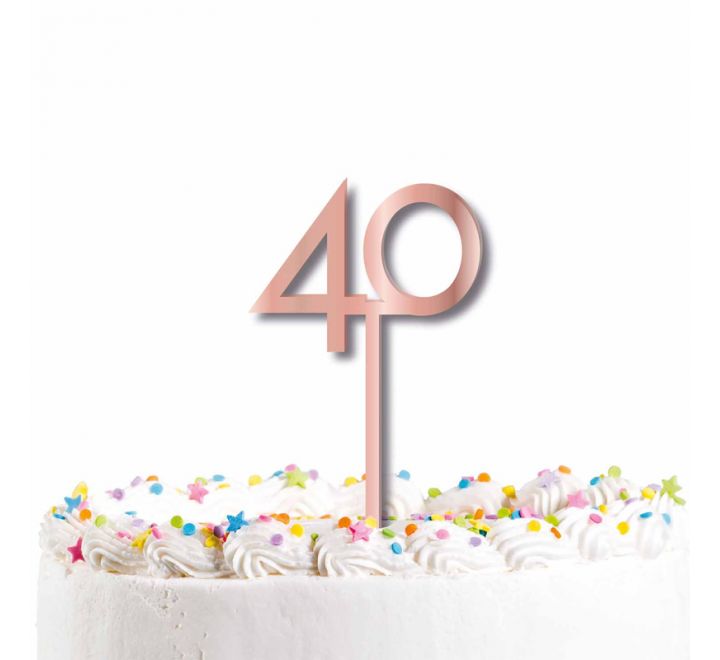 Rose Gold Acrylic Number Cake Topper Age 40