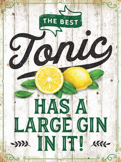 Metal Decorative Sign - The Best Tonic has a Large Gin in It!