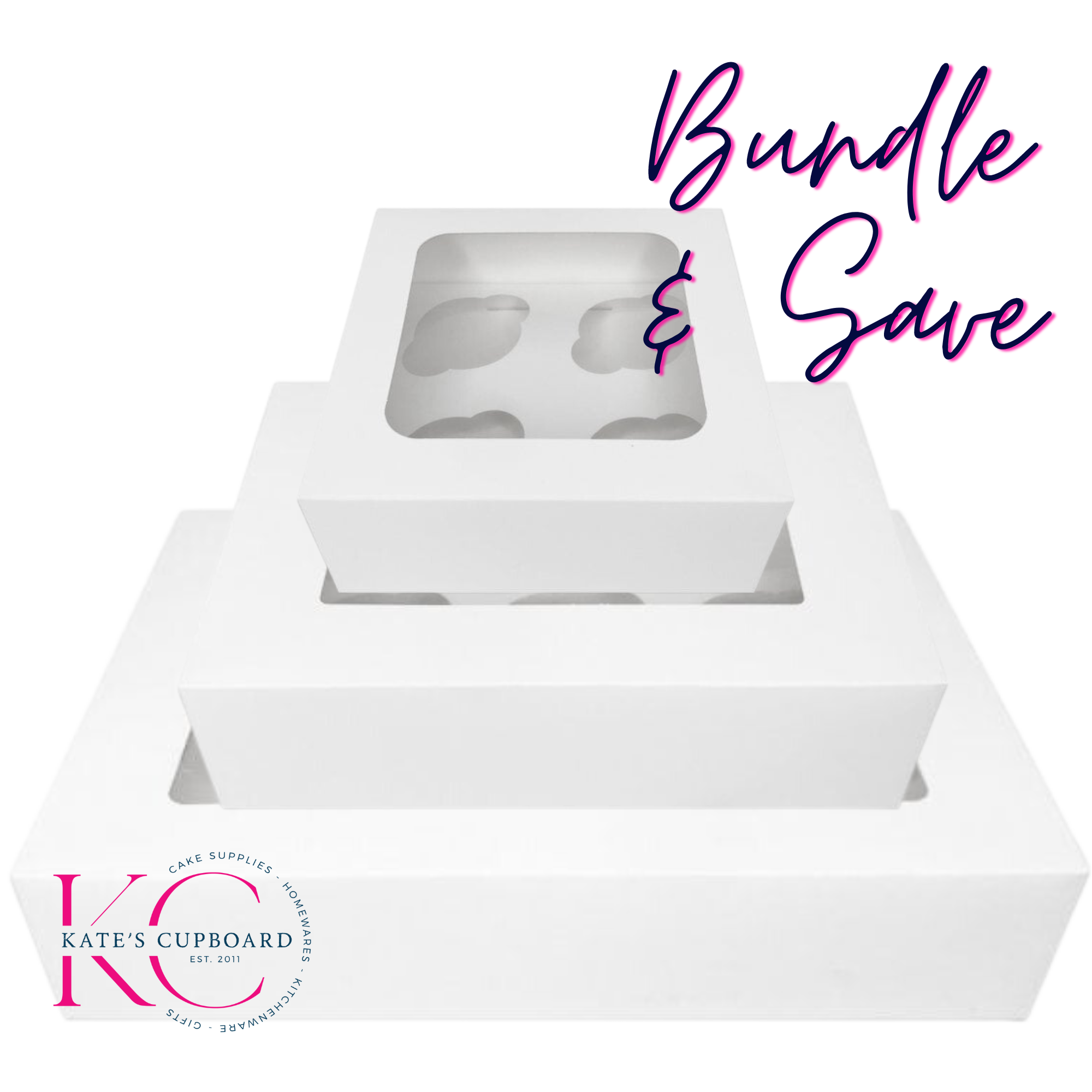 Cupcake Box Variety Bakers Bundle: 5x 4-Cavity, 5x 6-Cavity, and 5x 12-Cavity Boxes for Perfectly Packaged Treats