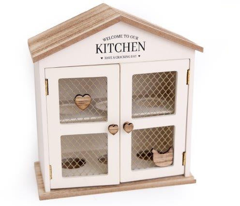 Welcome to our Kitchen have a Cracking Day Rustic Hen House Egg Holder 