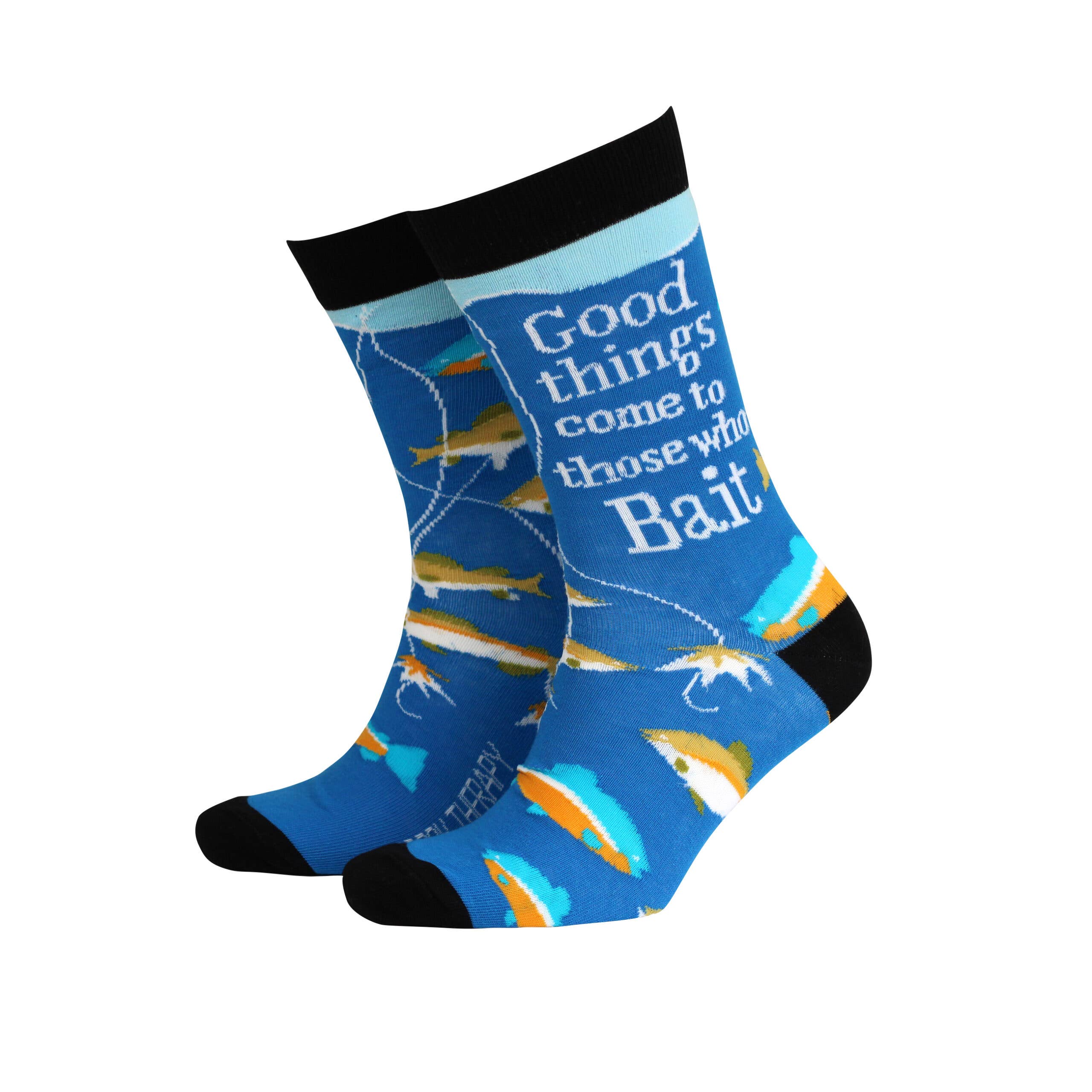 Good Things Come to Those Who Bait - Fishing Theme - Men's Bamboo Socks - UK 8 - 11