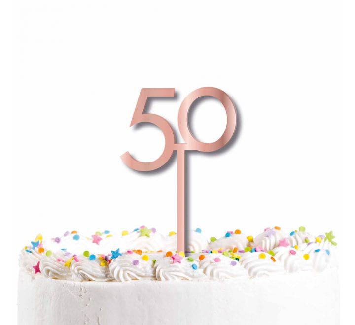 Rose Gold Acrylic Number Cake Topper Age 50