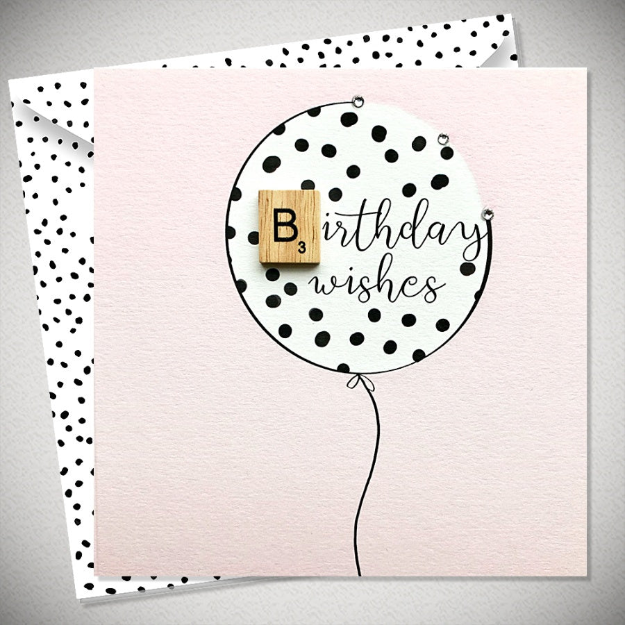 Birthday Wishes Pink Scrabble Letter Greeting Card & Envelope