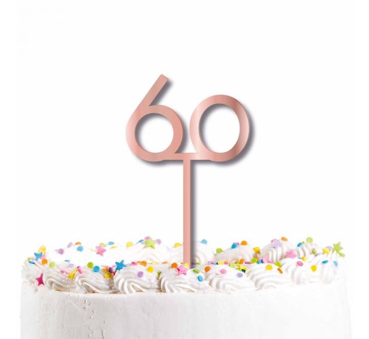 Rose Gold Acrylic Number Cake Topper Age 60