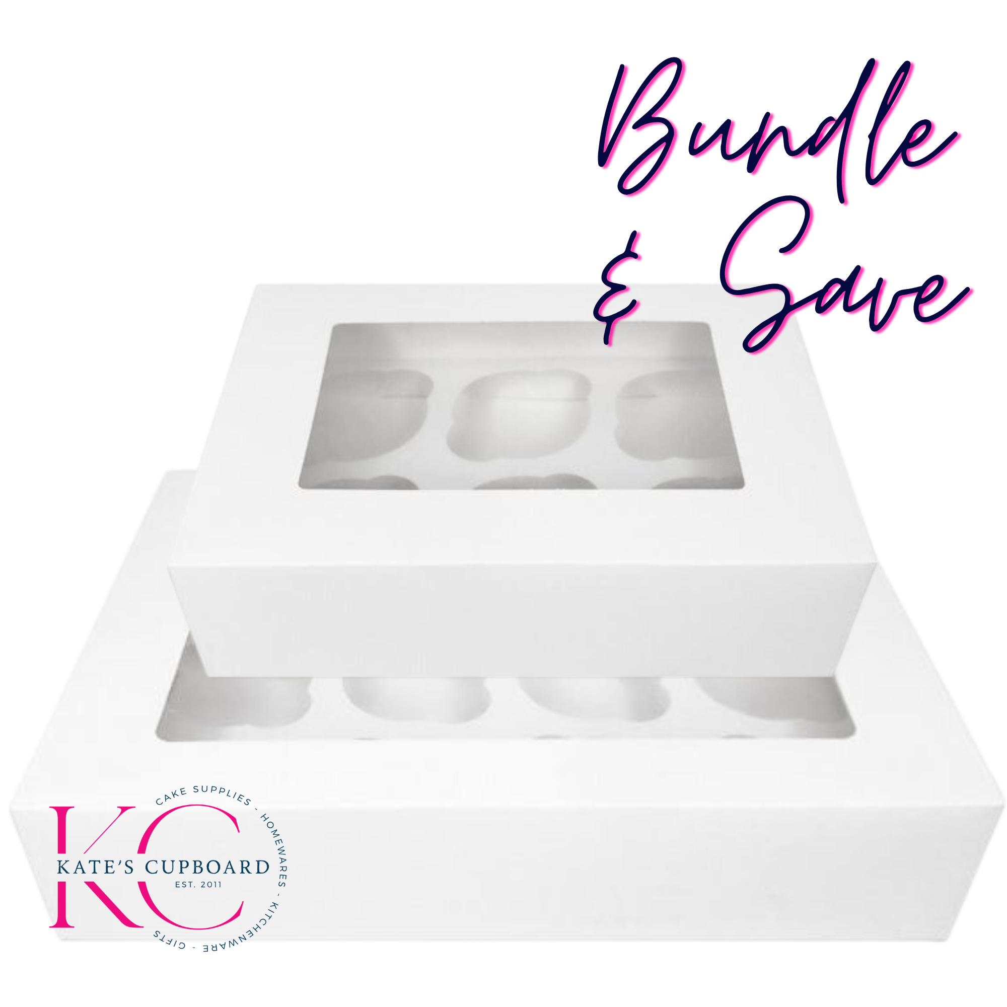 Cupcake Box Variety Bakers Bundle: 5x 6-Cavity, and 5x 12-Cavity Boxes for Perfectly Packaged Treats