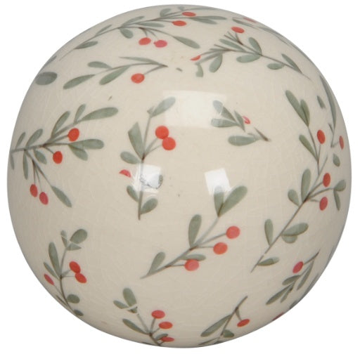 Festive Berry Christmas Ceramic Decorative Patterned Ball