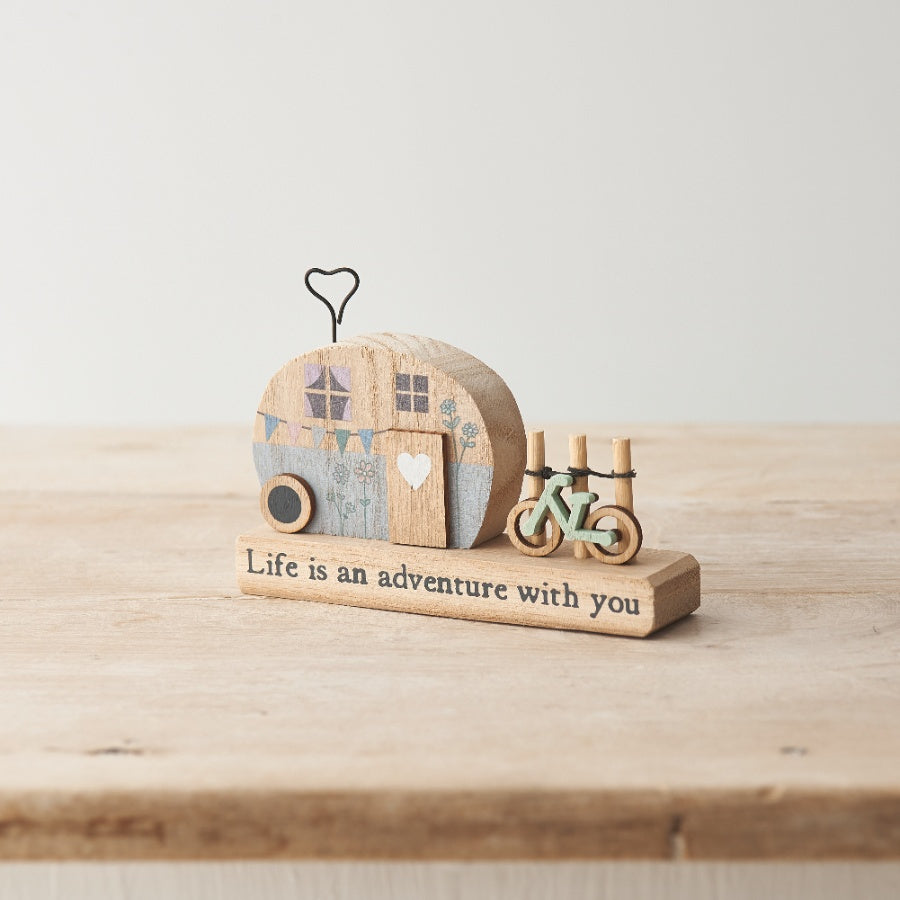 Wooden Caravan Theme Decorative Ornament 'Life is an adventure with you'