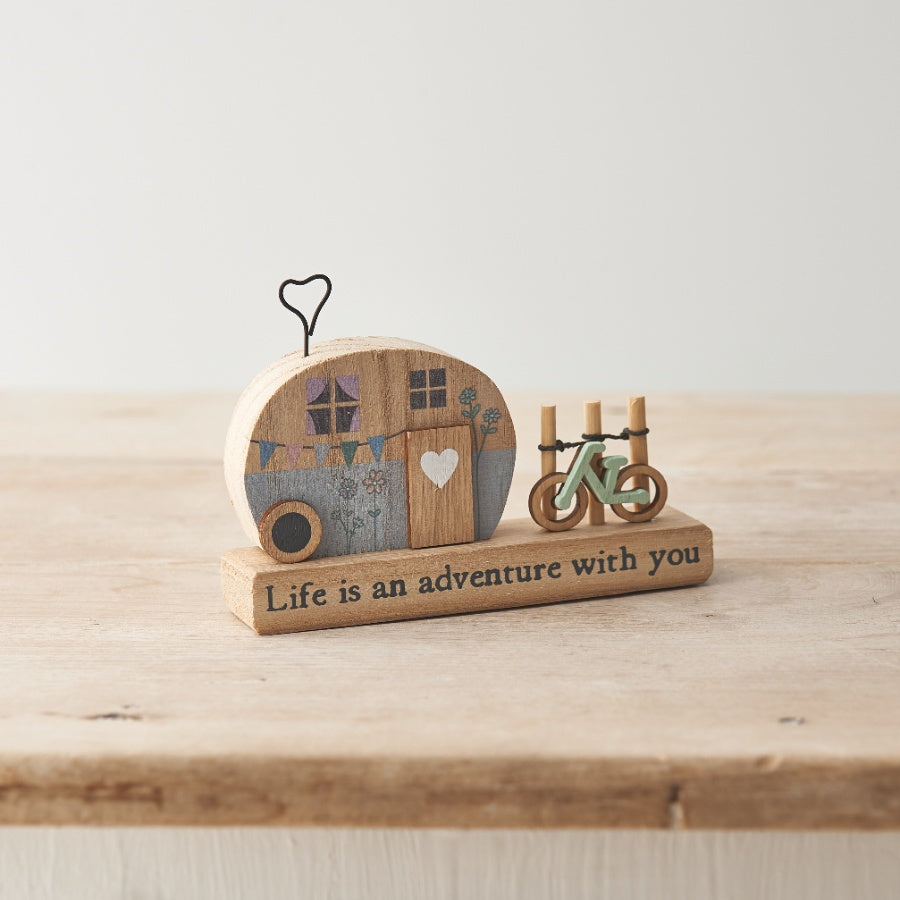 Wooden Caravan Theme Decorative Ornament 'Life is an adventure with you'