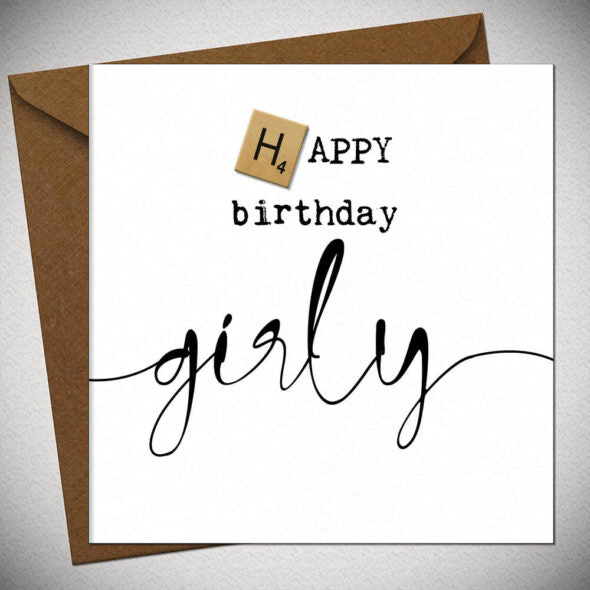 Happy Birthday Girly Scrabble Letter Greeting Card & Envelope