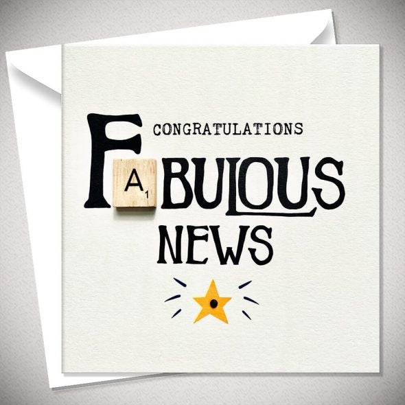 Scrabble Letter Greeting Card with Envelope - Congratulations Fabulous News