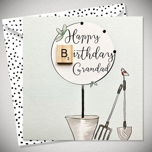 Happy Birthday Grandad Scrabble Letter Greeting Card & Envelope