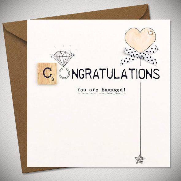 Congratulations you are  Engaged Scrabble Letter Greeting Card & Envelope