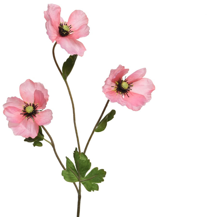 Pink Poppy Artificial Flower Stem