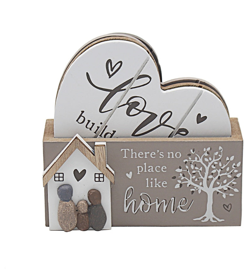 Set of Four Heart Shaped Coasters - There's No Place like Home