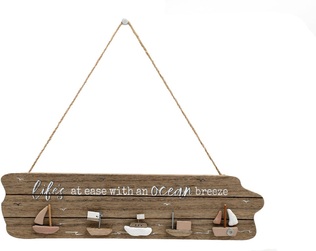 Life's at ease with an Ocean Breeze Wooden Boats Decorative Hanging Plaque