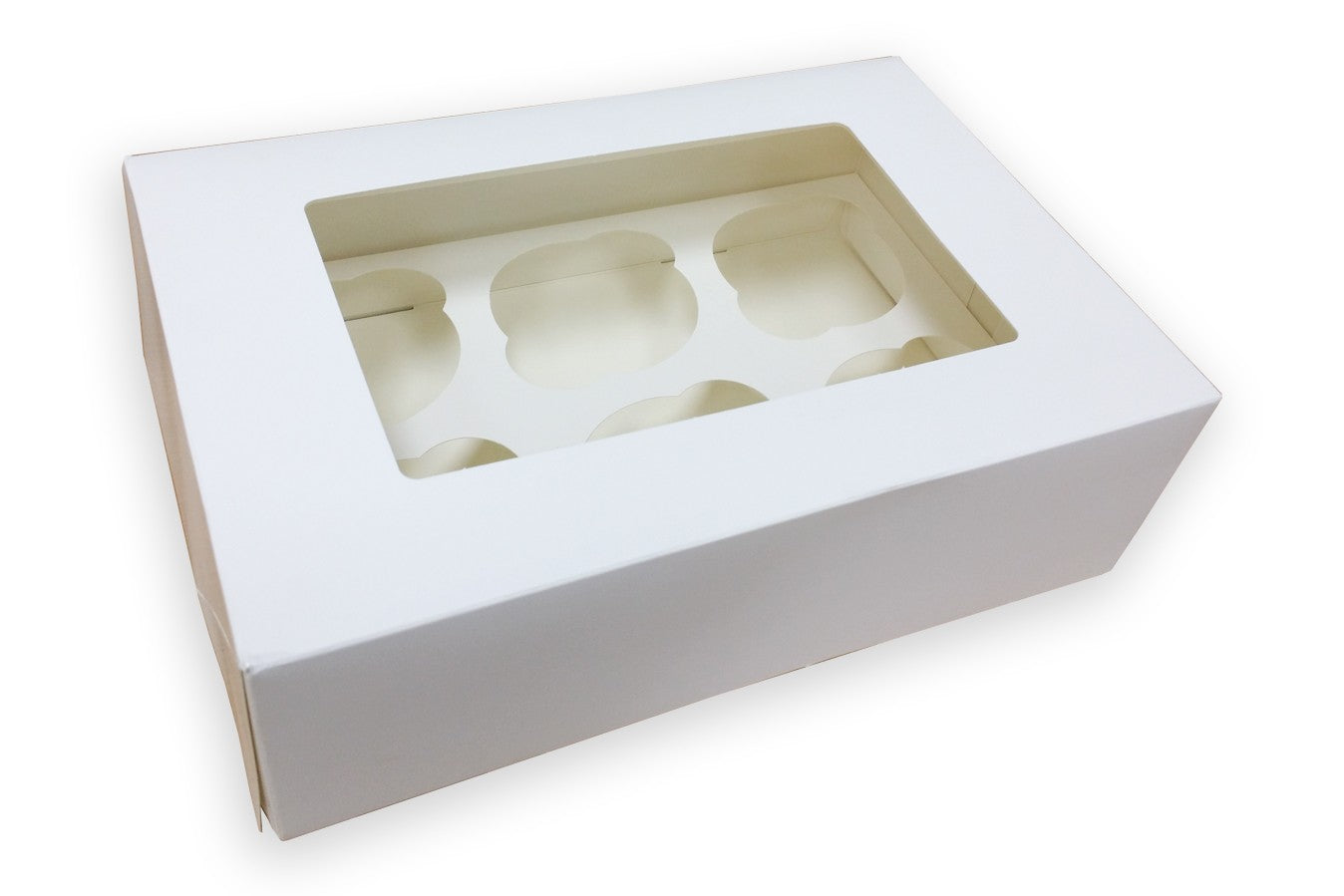 6 hole cupcake box, 6 cavity cupcake box, 3" deep cupcake box, white cupcake box
