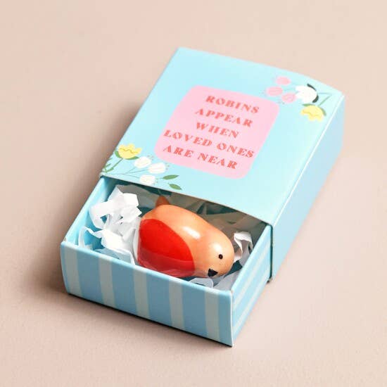 Tiny Matchbox Ceramic Robin Token Trinket Robins Appear When Loved Ones are Near