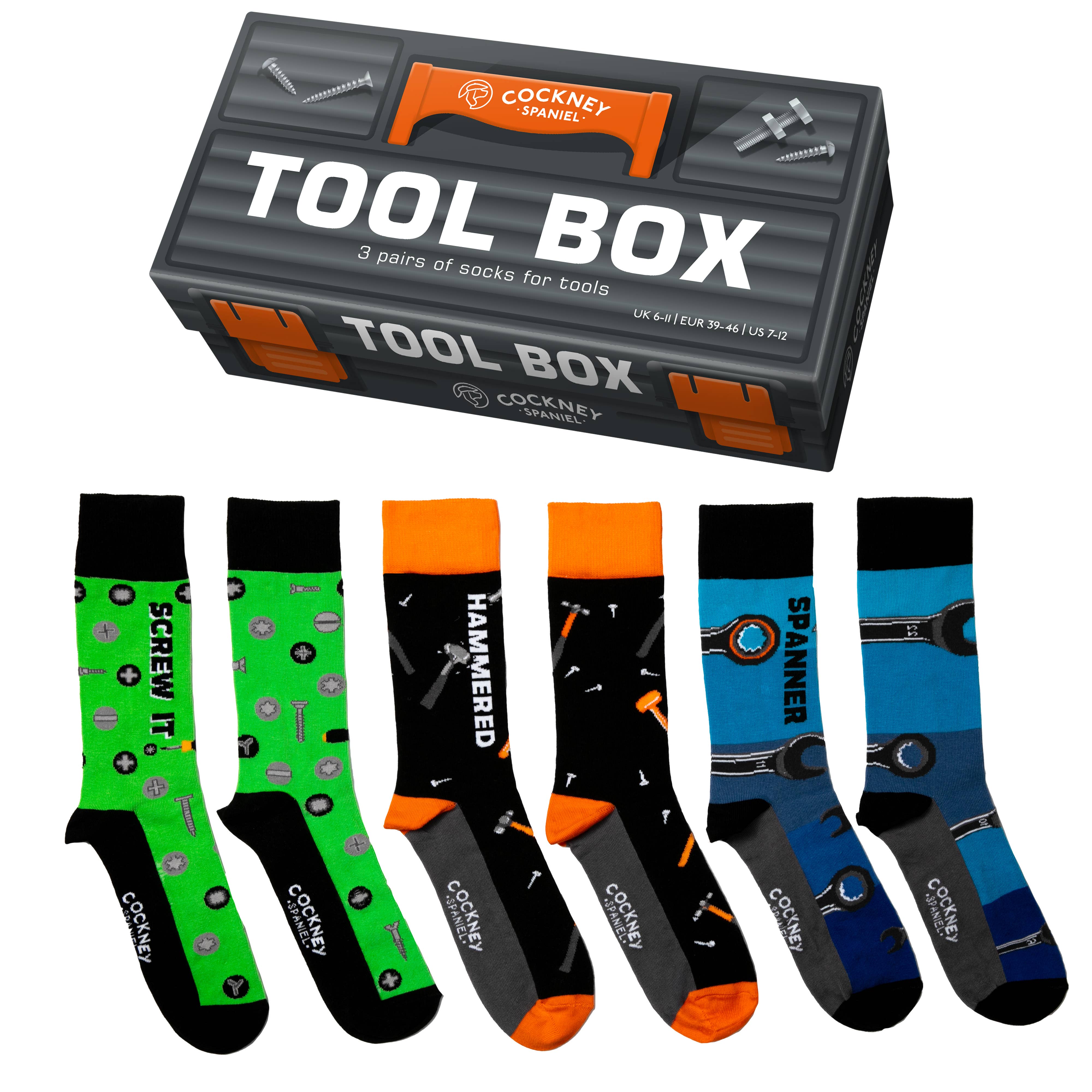 3 Matching Pairs of Socks - UK 6-11 EUR 39-46 US 7-12 - Tool Box