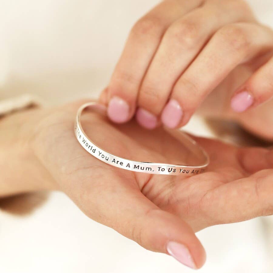 Adjustable Meaningful Bangle Mum Silver