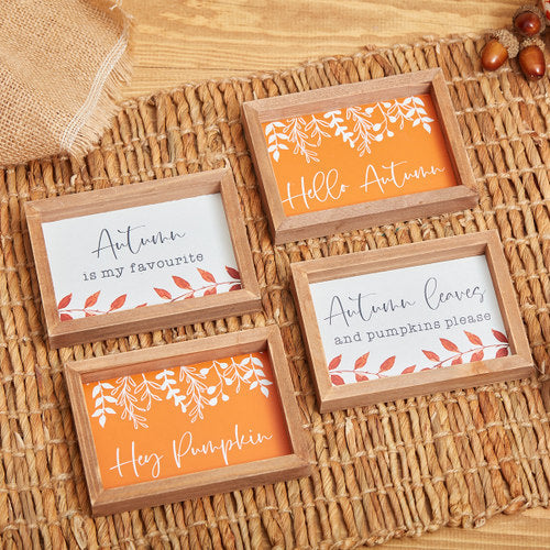 Autumn Inspired Decorative Box Frame Style Wooden Plaque - Sold Singly - Choose Preferred Design