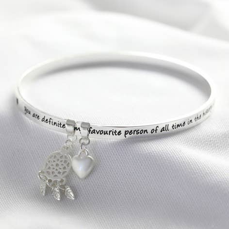 'Favourite Person' Meaningful Word Bangle Silver