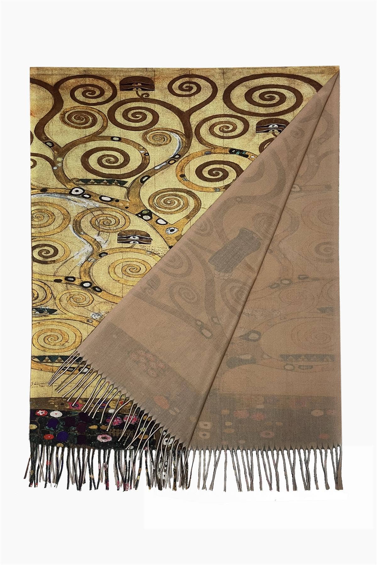 Klimt 'Tree of Life' Detail Print Tassel Scarf