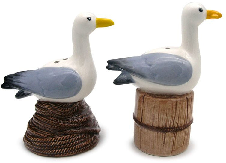 Ceramic Sitting Seagulls Novelty Salt and Pepper Shaker Set