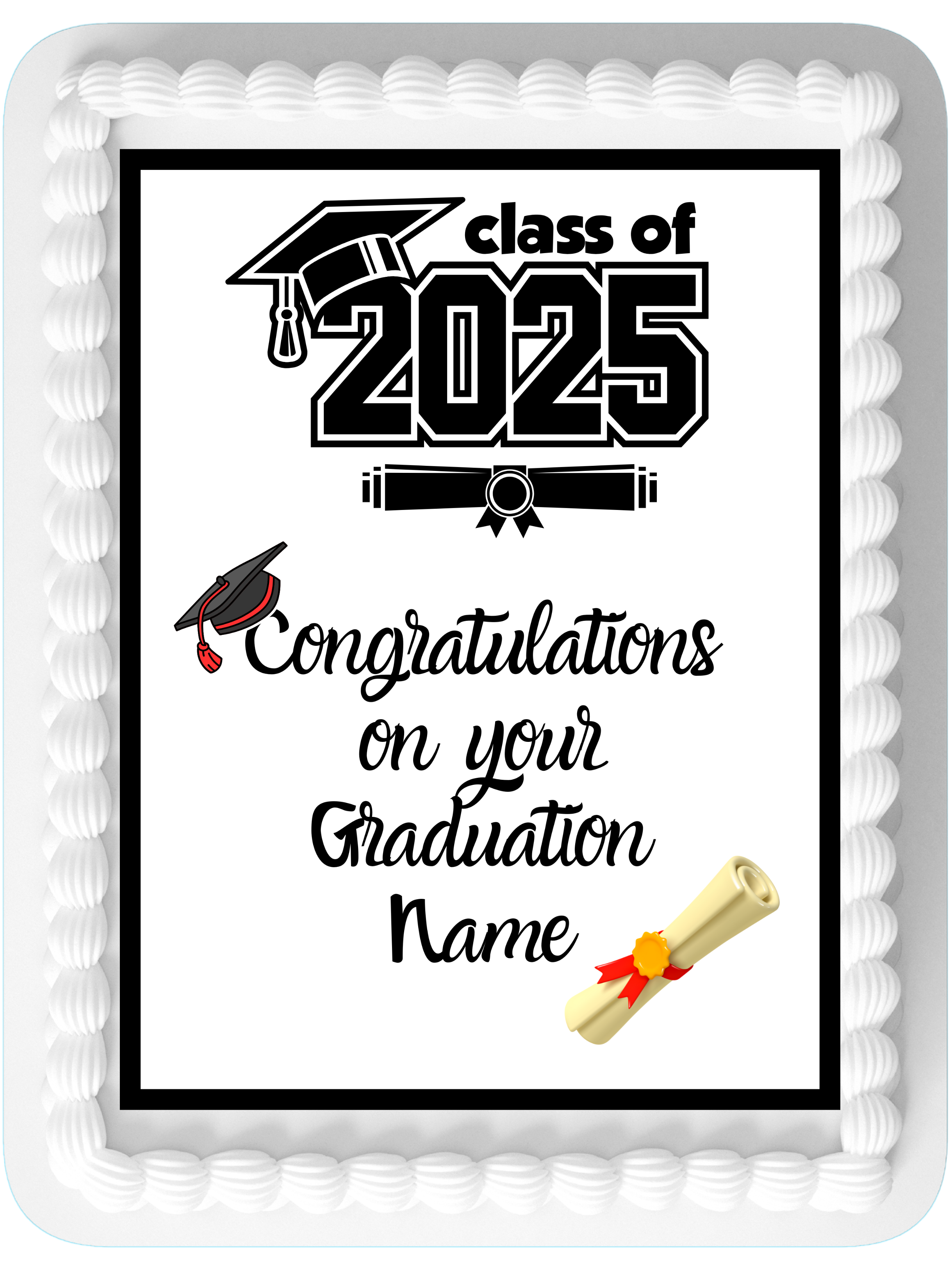 Graduation Class of 2025 Personalised Edible Printed Cake Topper Icing Sheet Rectangle / Oblong