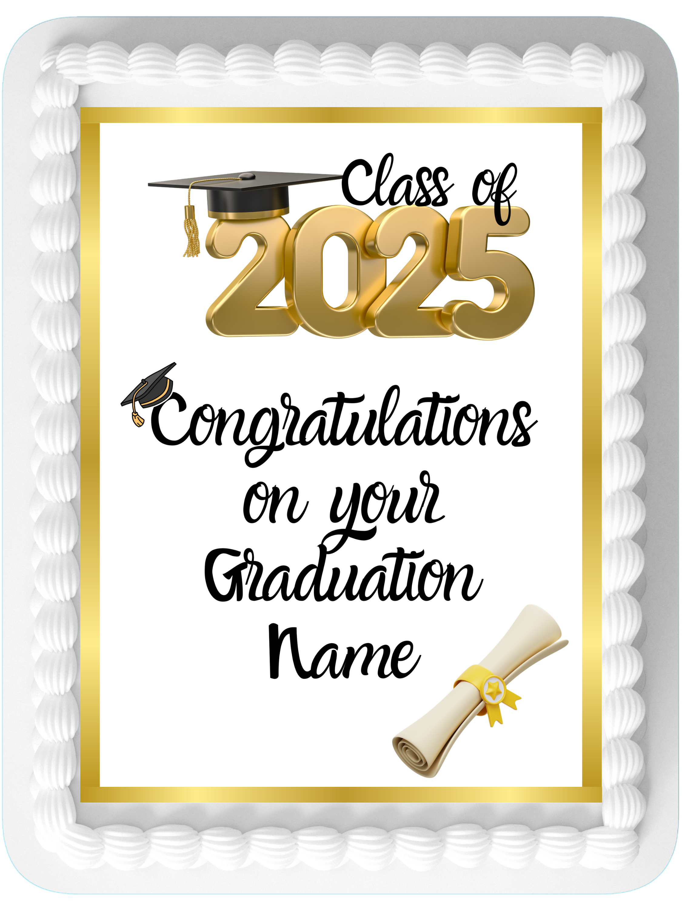 Graduation Class of 2025 Personalised Edible Printed Cake Topper Icing Sheet Rectangle / Oblong