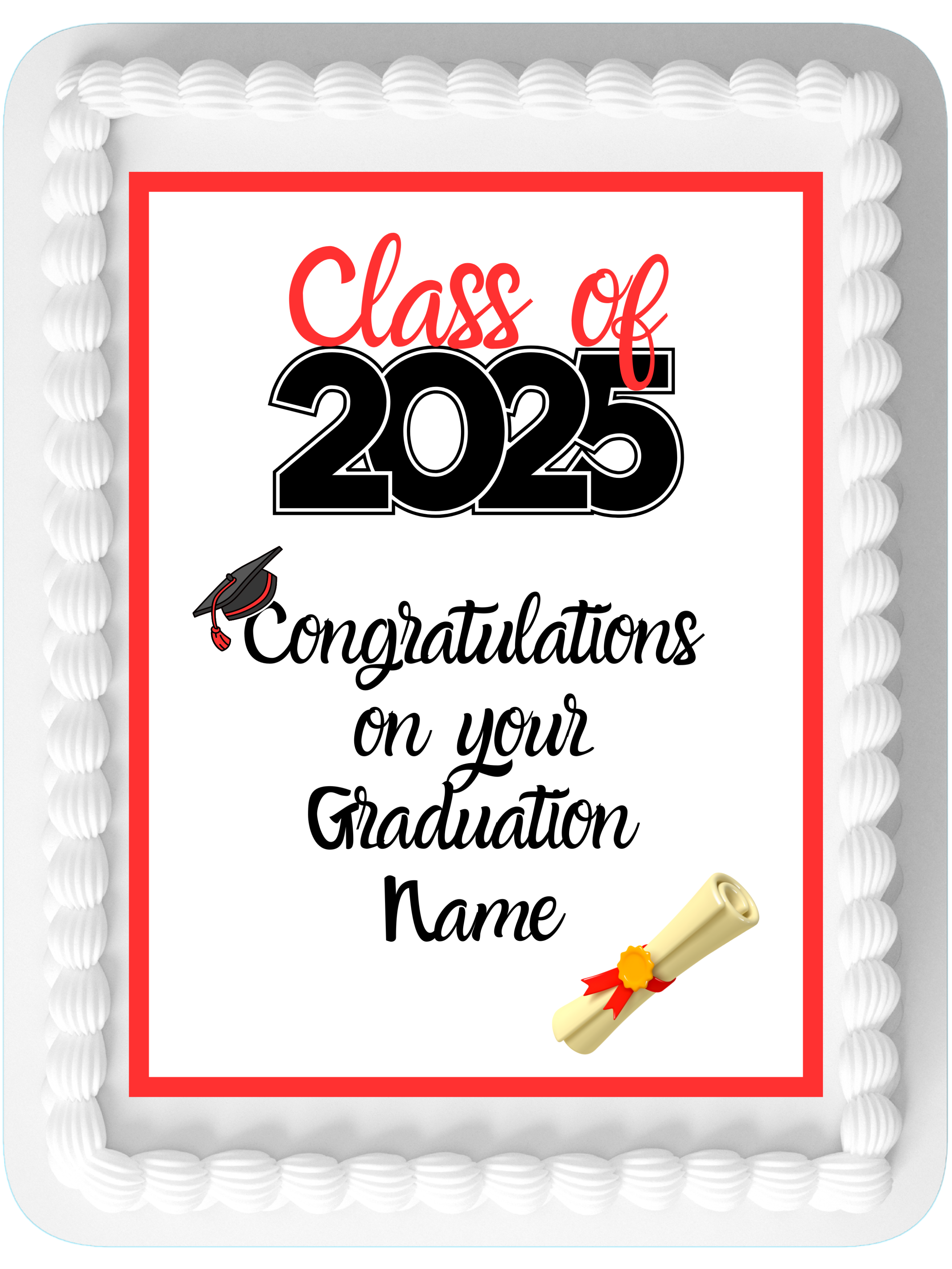 Graduation Class of 2025 Personalised Edible Printed Cake Topper Icing Sheet Rectangle / Oblong