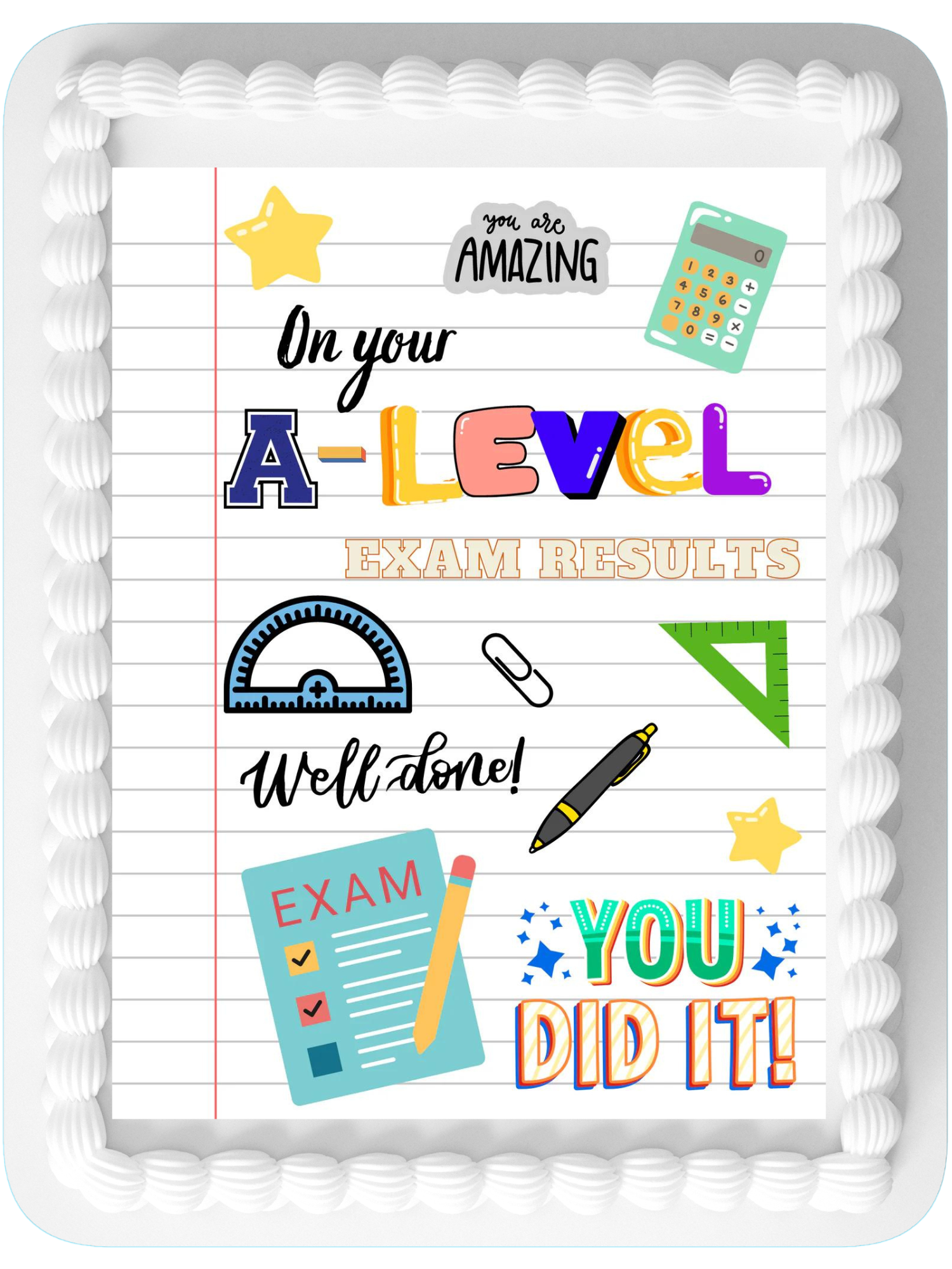 A-Level Exam Results Edible Printed Cake Topper Icing Sheet Rectangle / Oblong