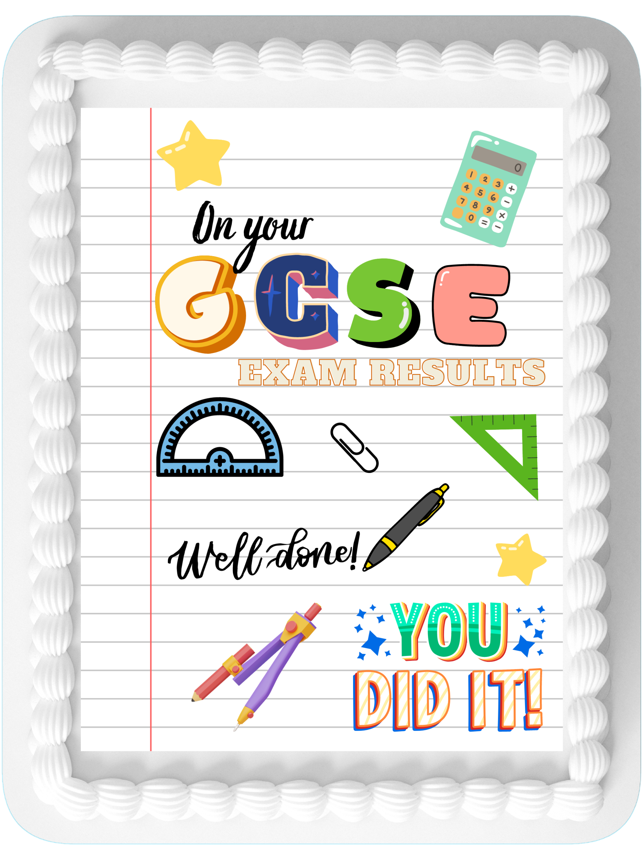 GCSE Exam Results Edible Printed Cake Topper Icing Sheet Rectangle / Oblong