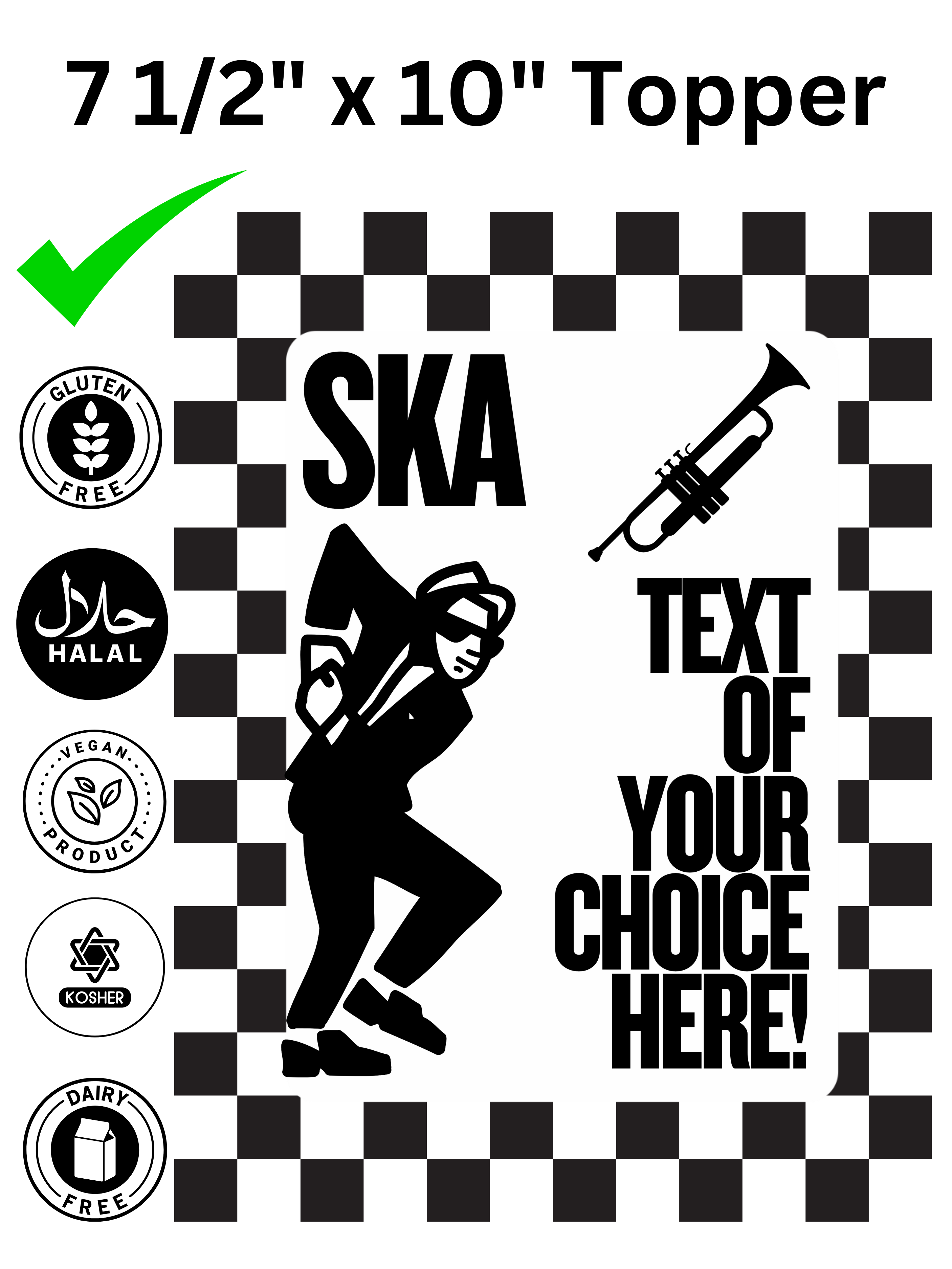 Ska Music Theme Band Genre Personalised Edible Printed Cake Topper Icing Sheet Rectangle / Oblong