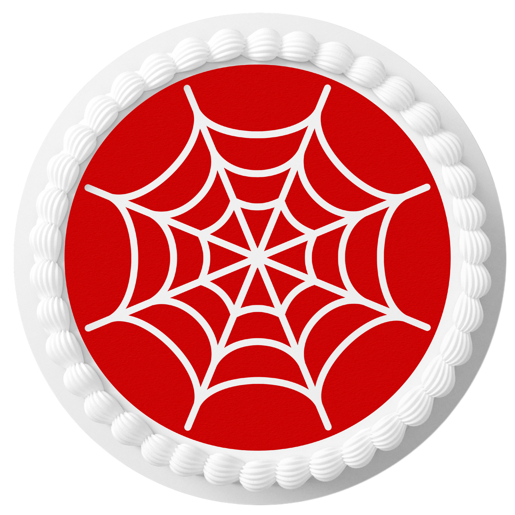 Red & White Spider Web Comic Superhero Personalised Edible Printed Cake Topper Round Icing Sheet