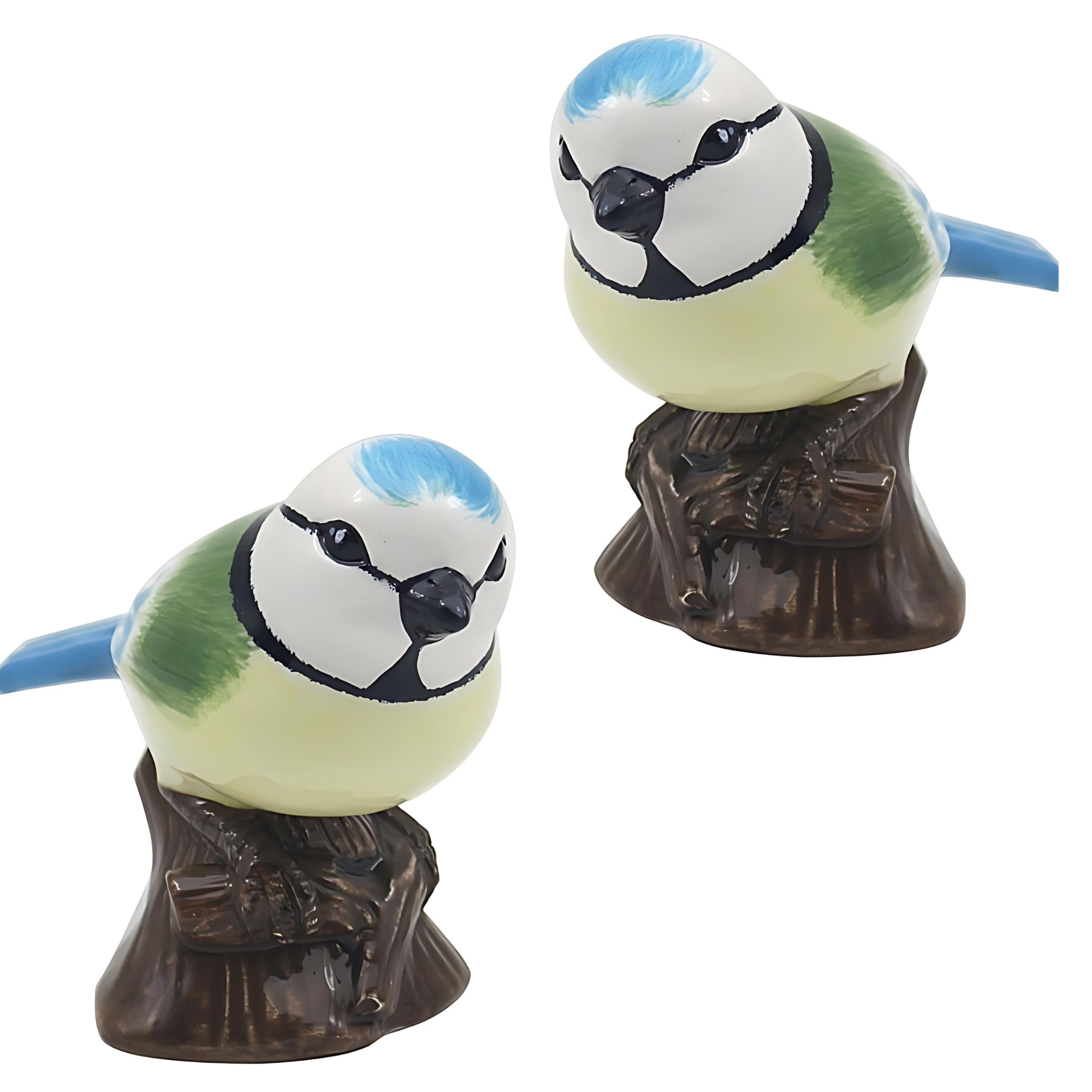 Salt and Pepper Ceramic Animal Cruet Set - Blue Tits