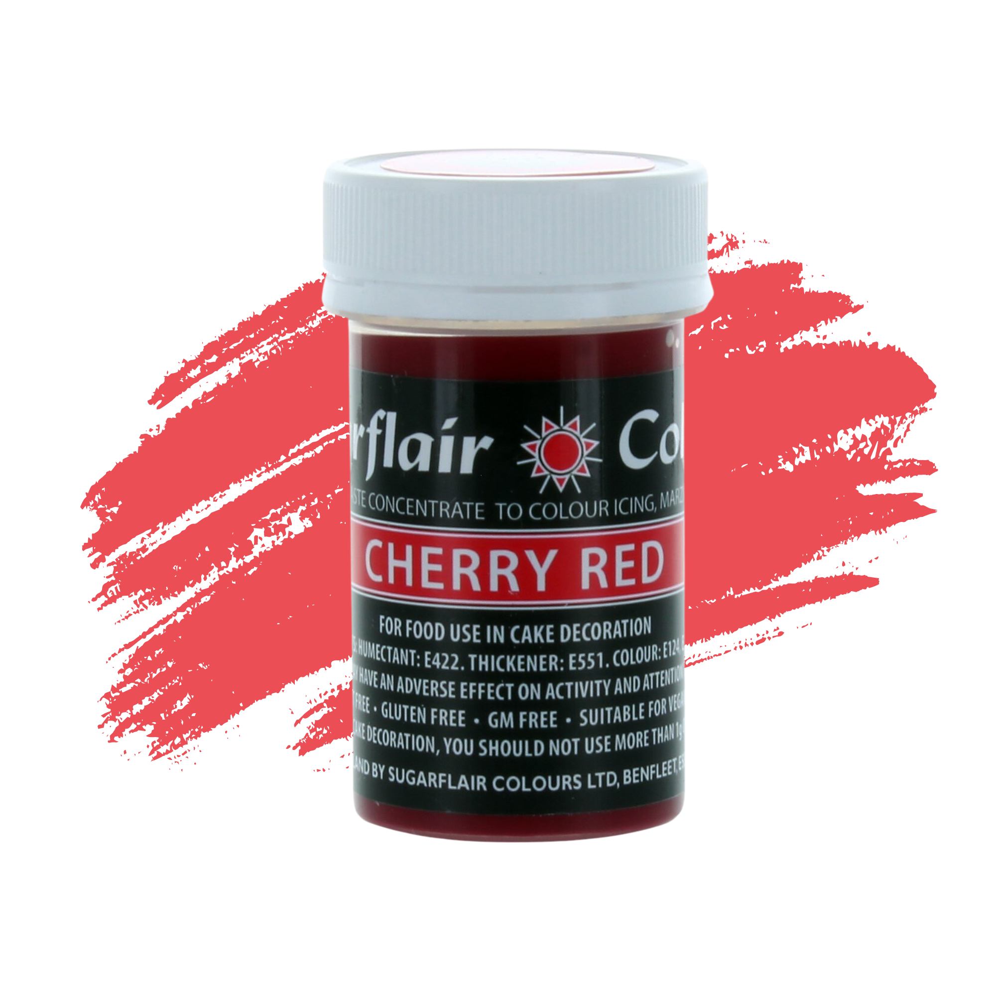 Sugarflair Paste Colours Concentrated Food Colouring - Pastel Cherry Red - 25g