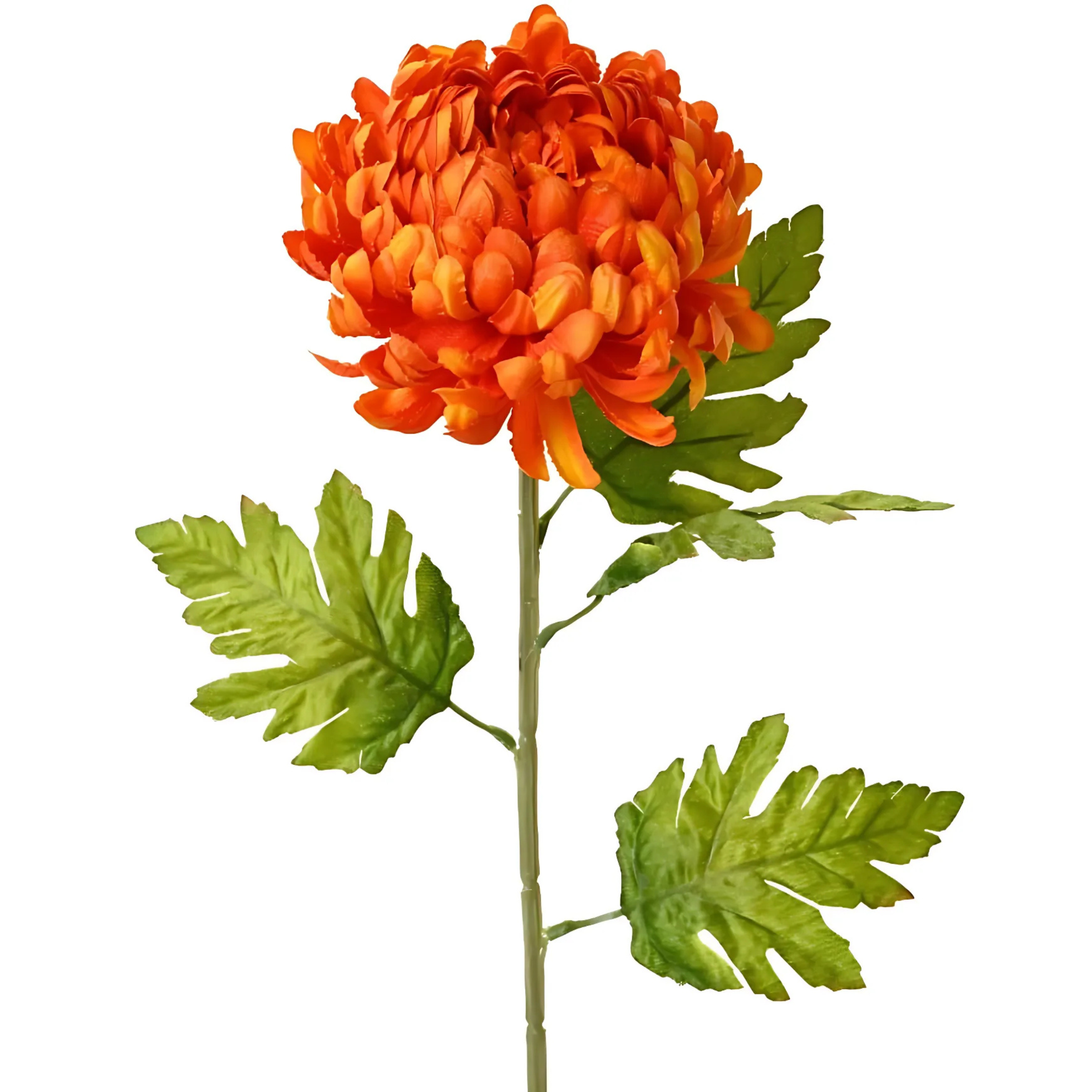 Chrysanthemum Artificial Flower Stem Orange Tones