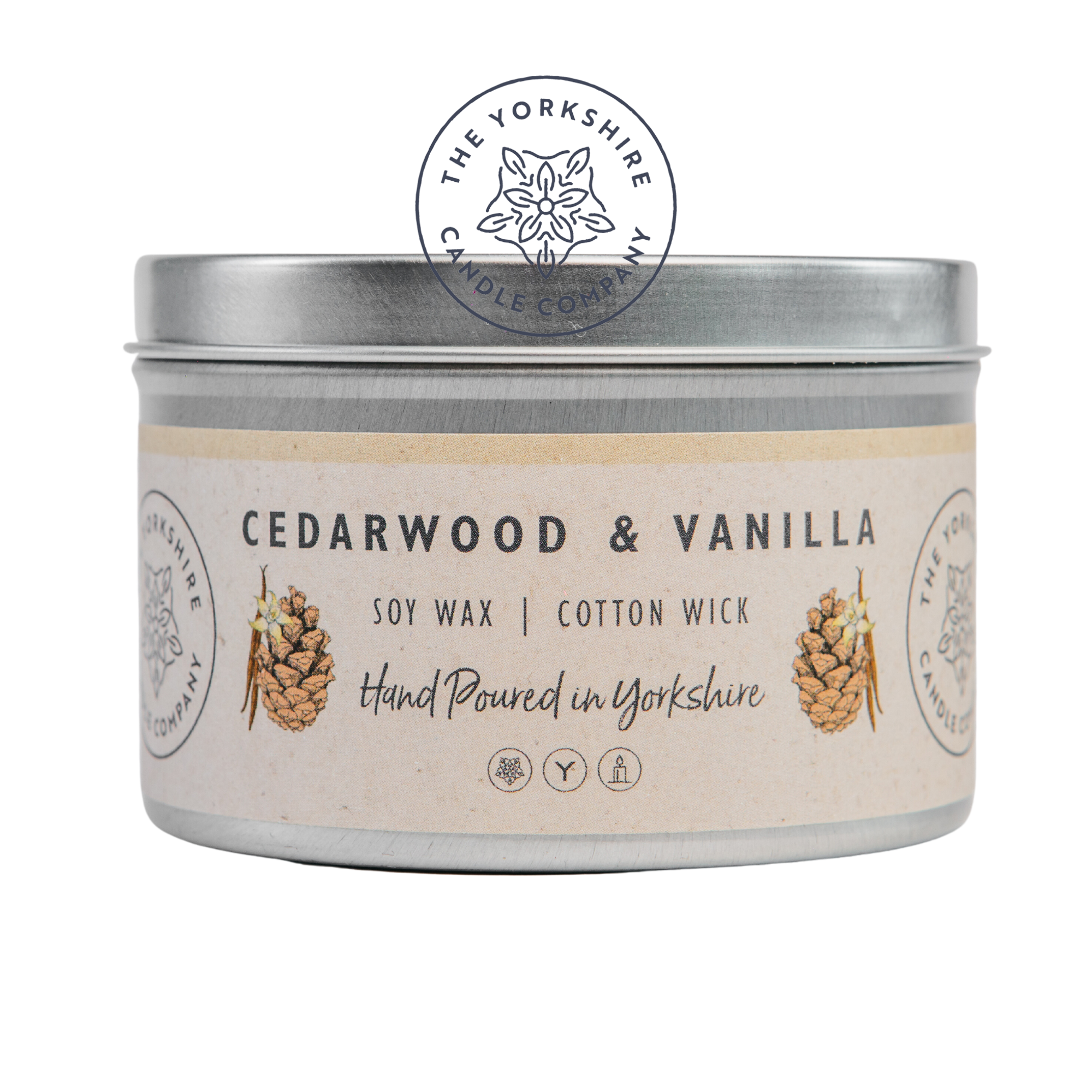 Cedarwood & Vanilla - Soy Wax Cotton Wick Hand Poured Candle by The Yorkshire Candle Company