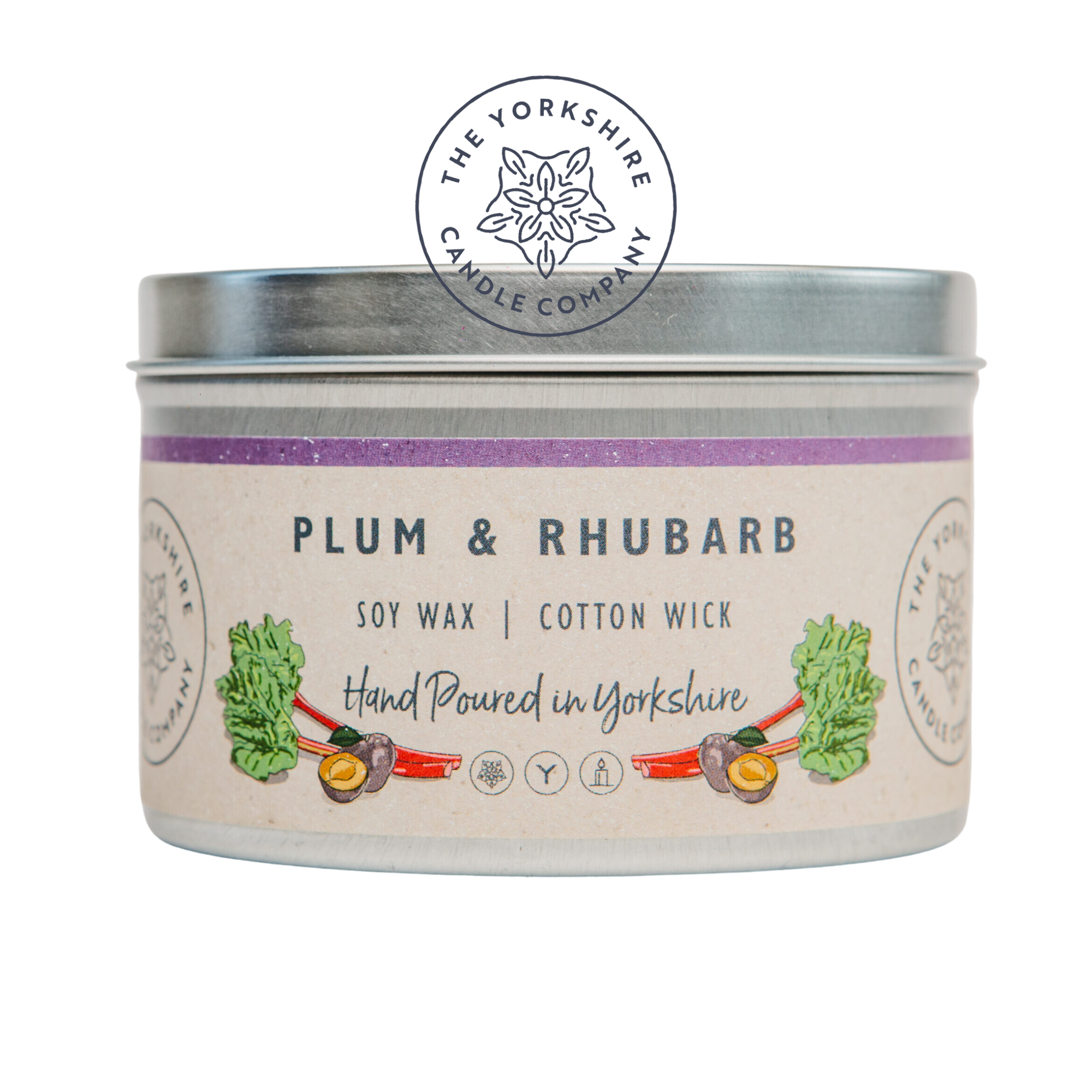 Plum & Rhubarb - Soy Wax Cotton Wick Hand Poured Candle by The Yorkshire Candle Company