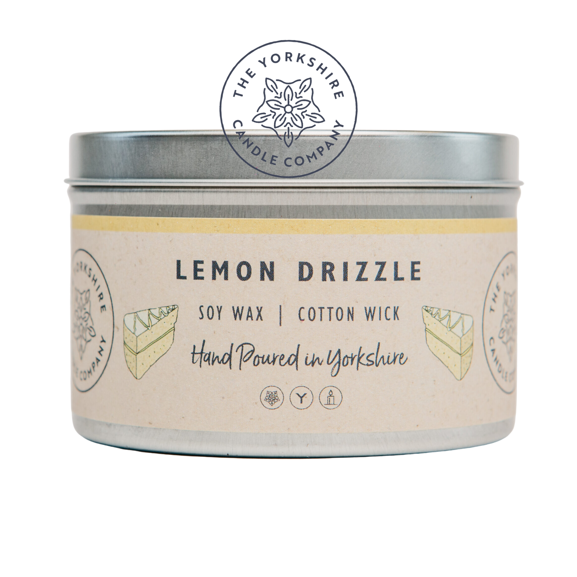 Lemon Drizzle - Soy Wax Cotton Wick Hand Poured Candle by The Yorkshire Candle Company