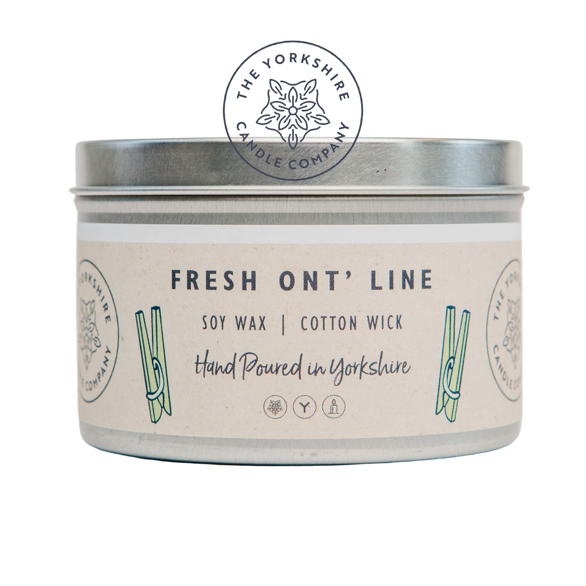 Fresh ont’ Line - Soy Wax Cotton Wick Hand Poured Candle by The Yorkshire Candle Company