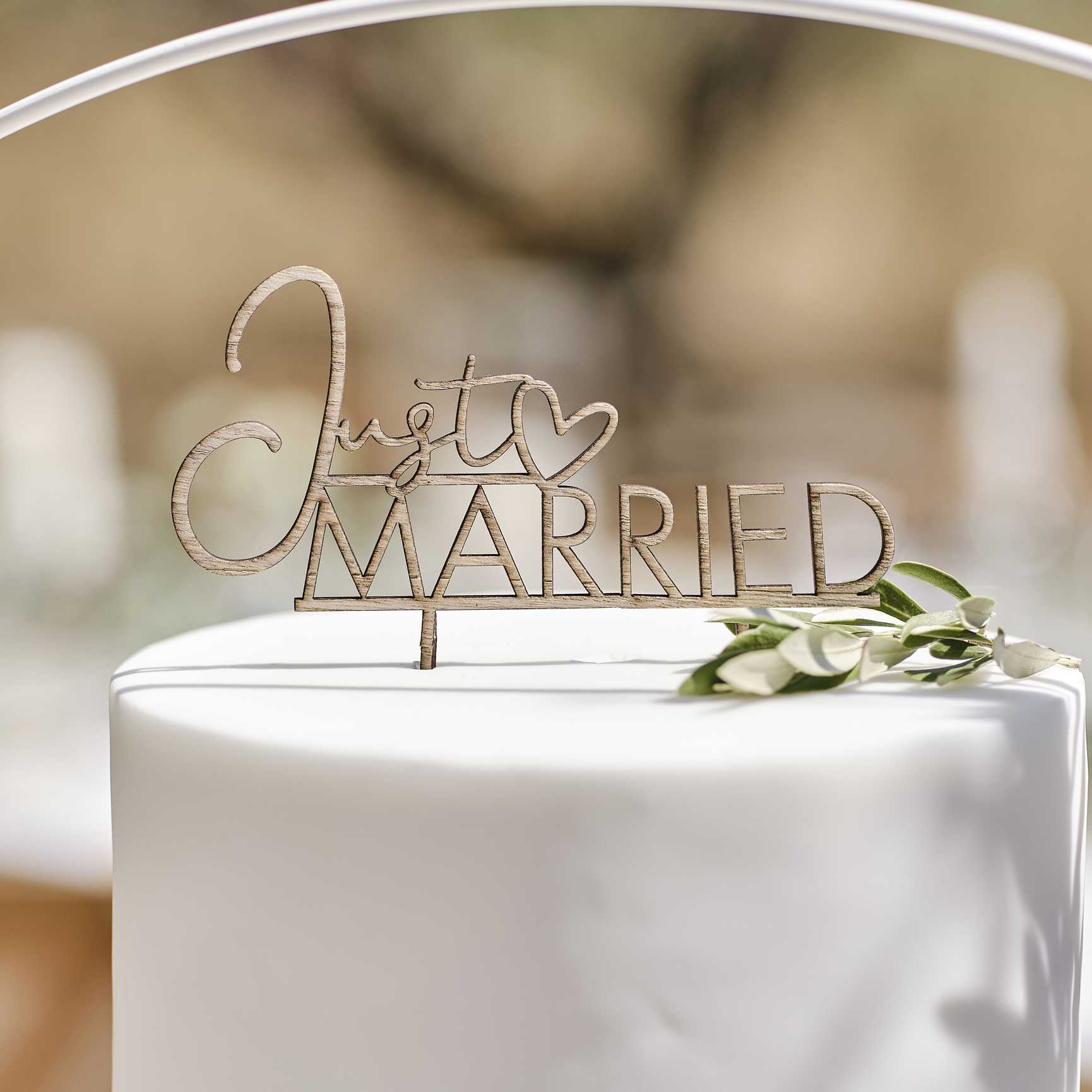 Ginger Ray Wooden Just Married Cake Topper