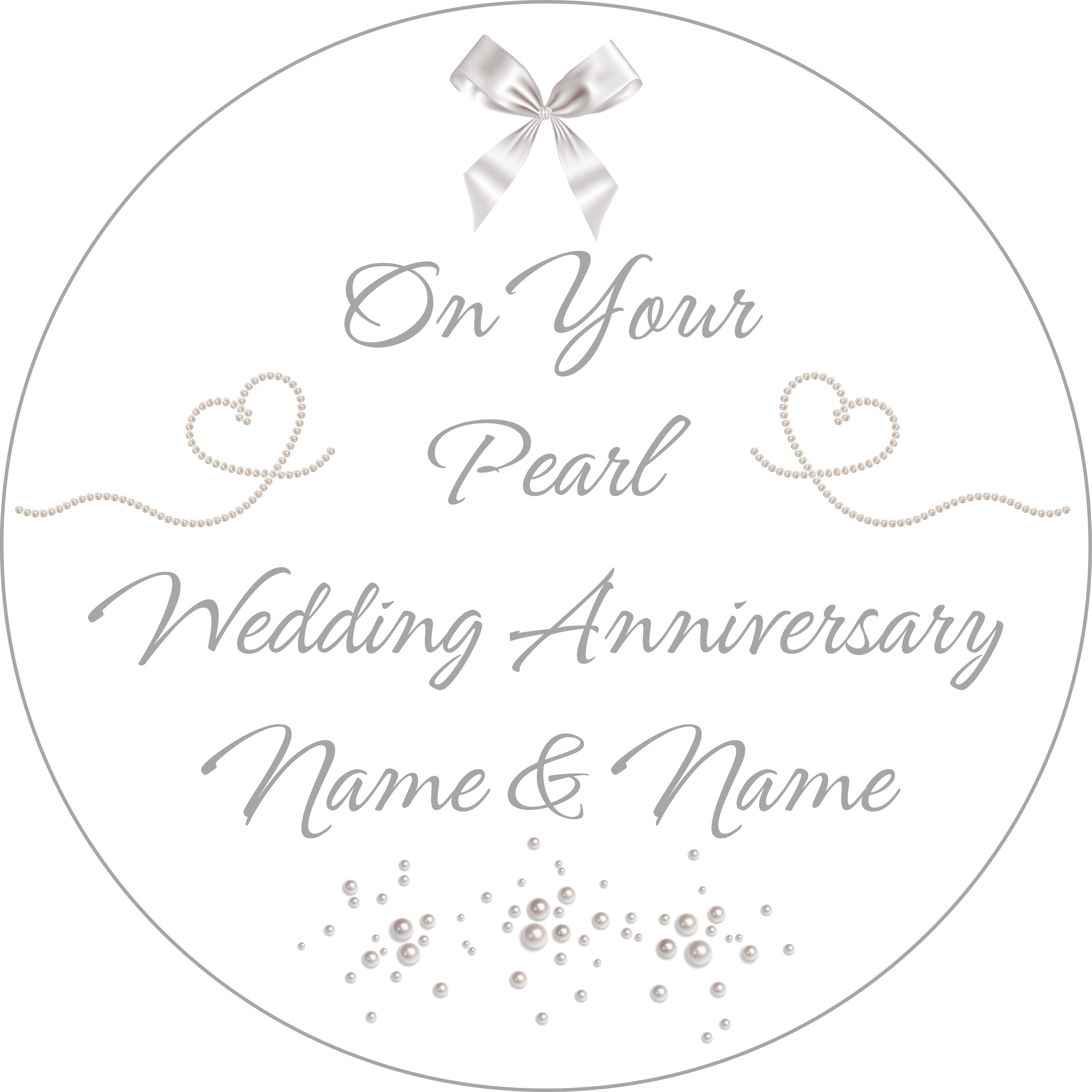 30 Years 30th Pearl Wedding Anniversary Personalised Edible Printed Cake Topper Round Icing Sheet