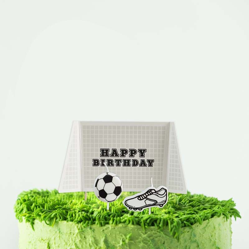 Happy Birthday Goal Football Cake Topper and Boot and Ball Candle Set