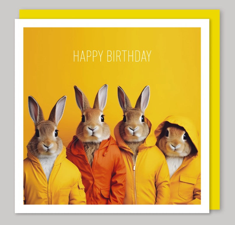 Happy Birthday Rabbit Colourful Greeting Card & Envelope