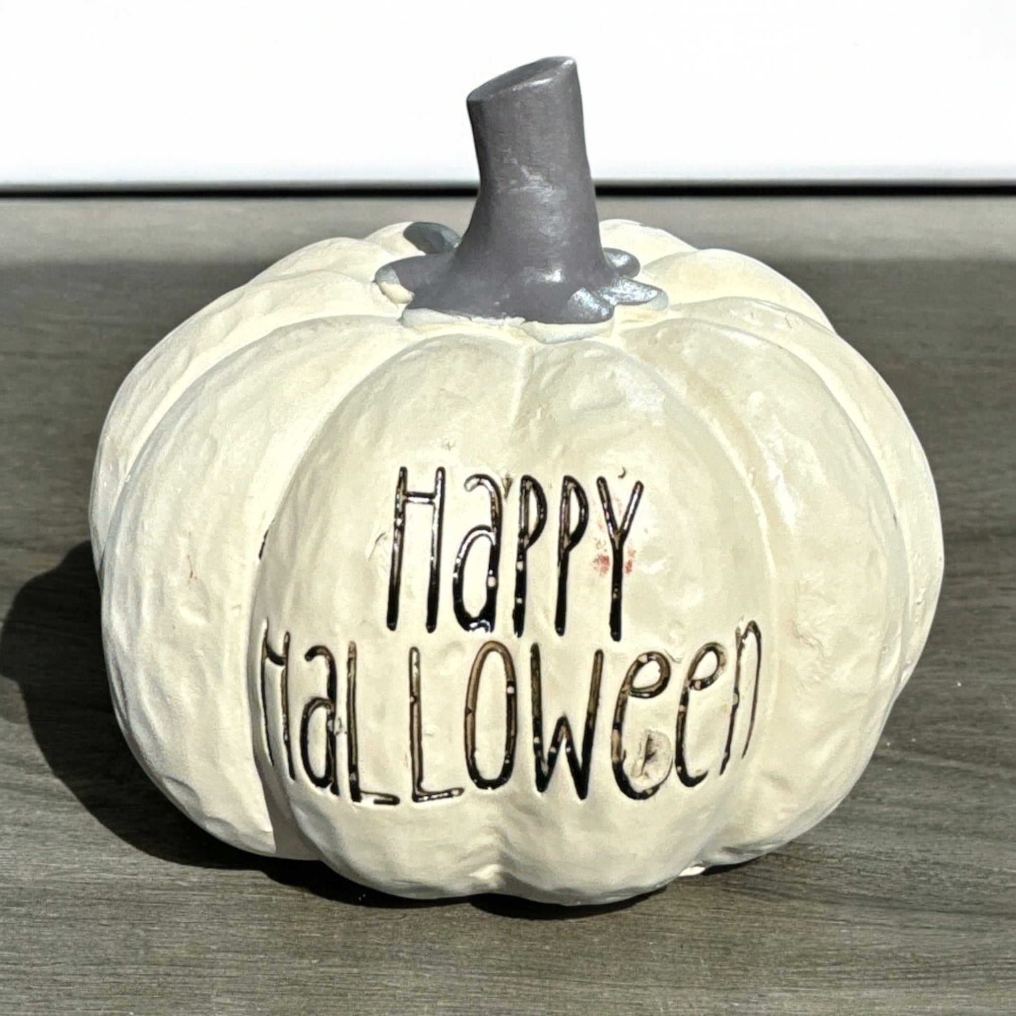 Happy Halloween Distressed Finish Decorative Pumpkin